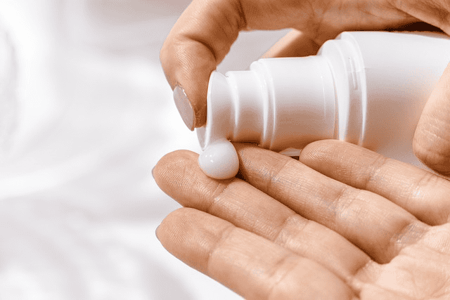 sunscreen for skincare on hands