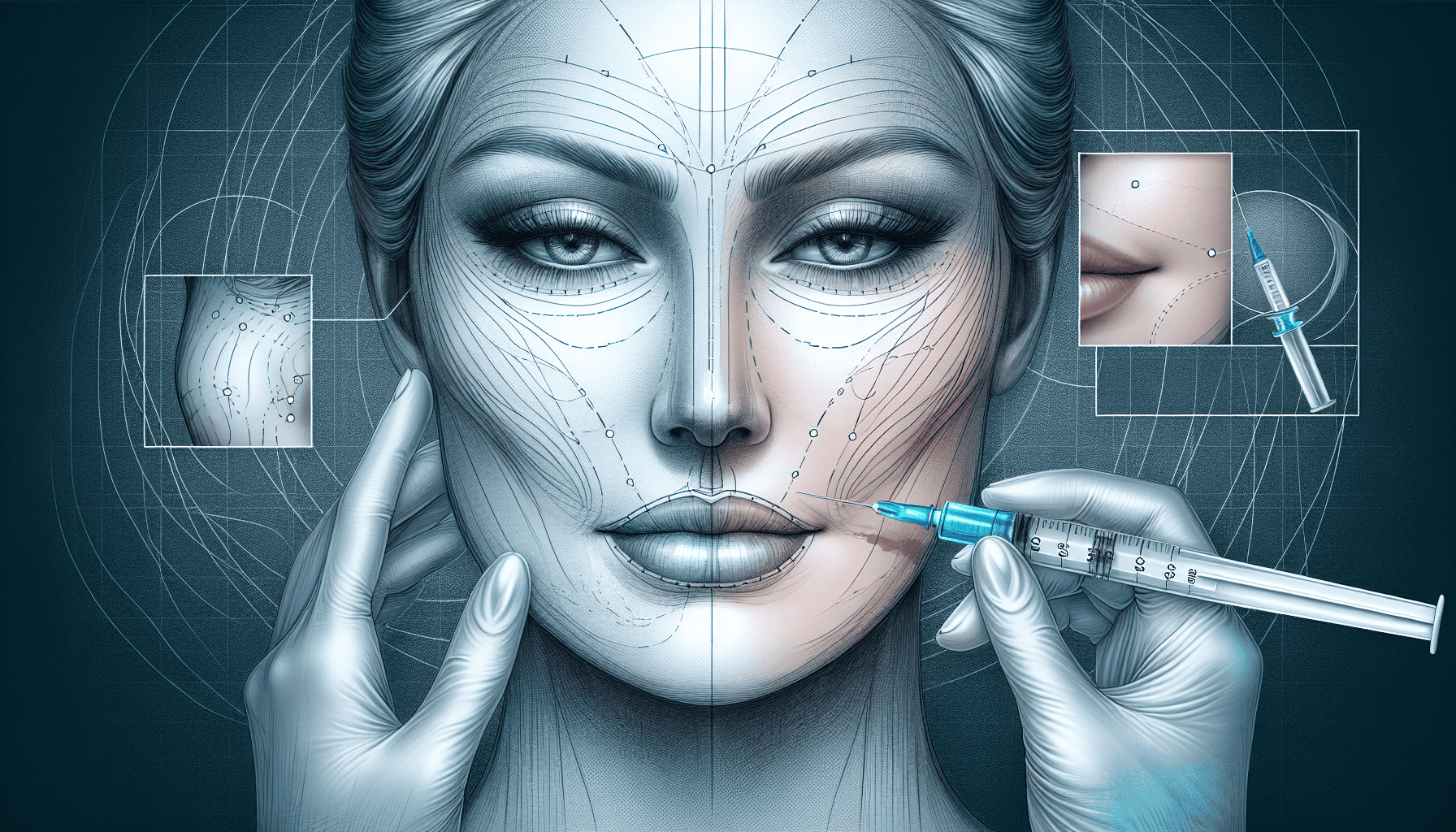 Illustration of dermal filler injection for facial balancing