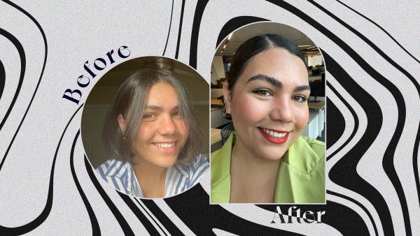 Before and after hairstyle transformation