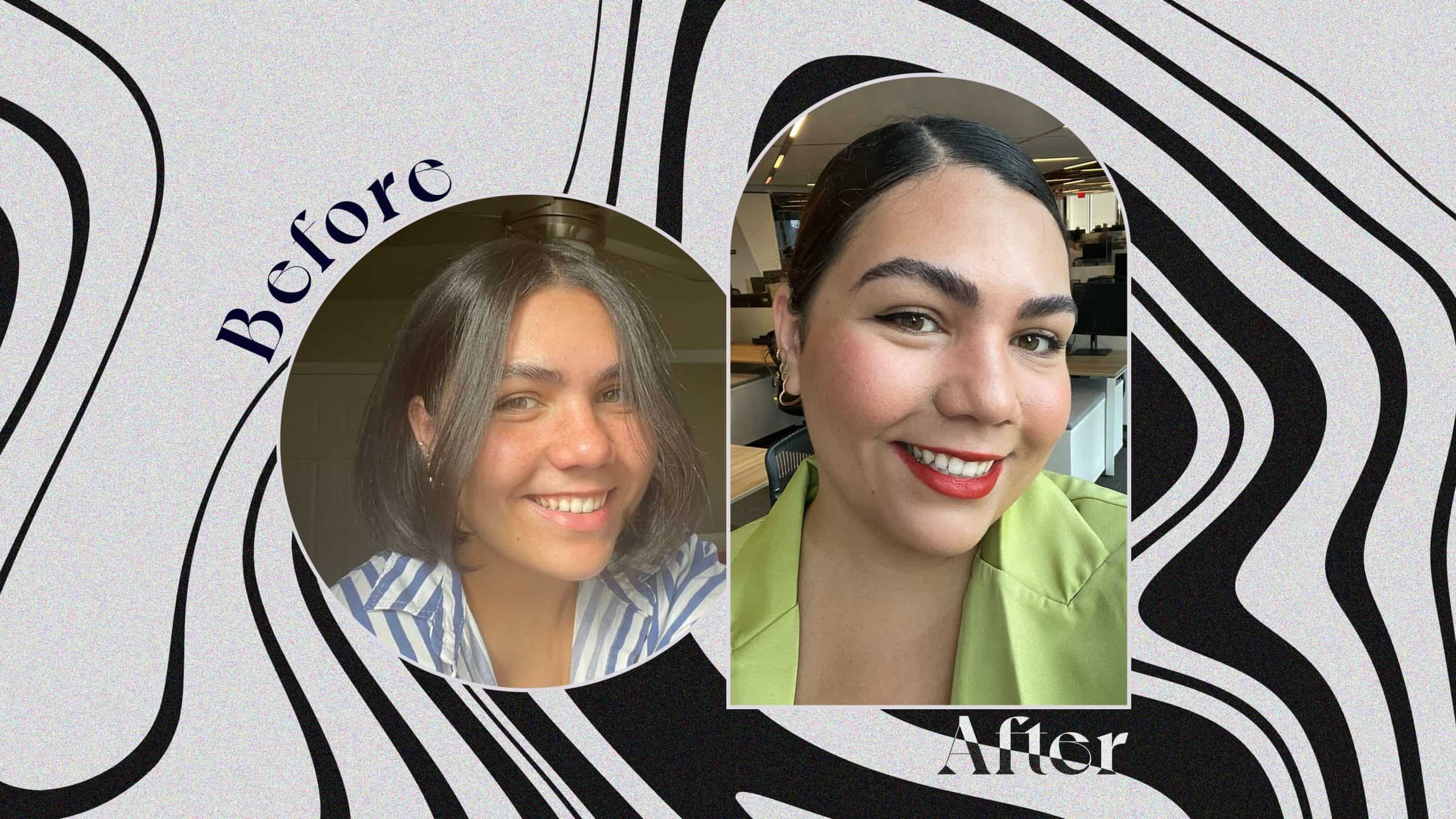 Before and after hairstyle transformation