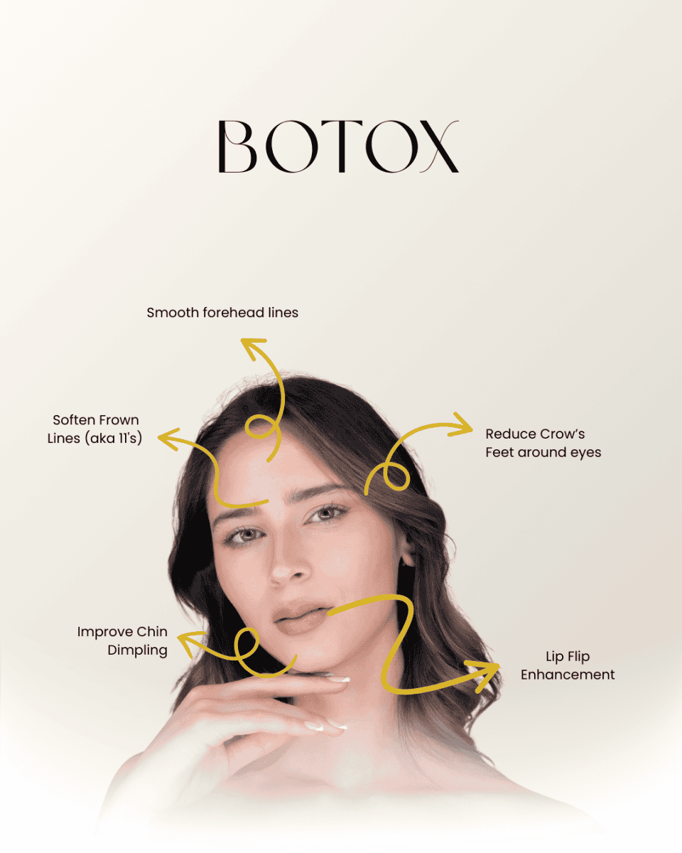 Botox benefits: smooth lines, enhances lips.